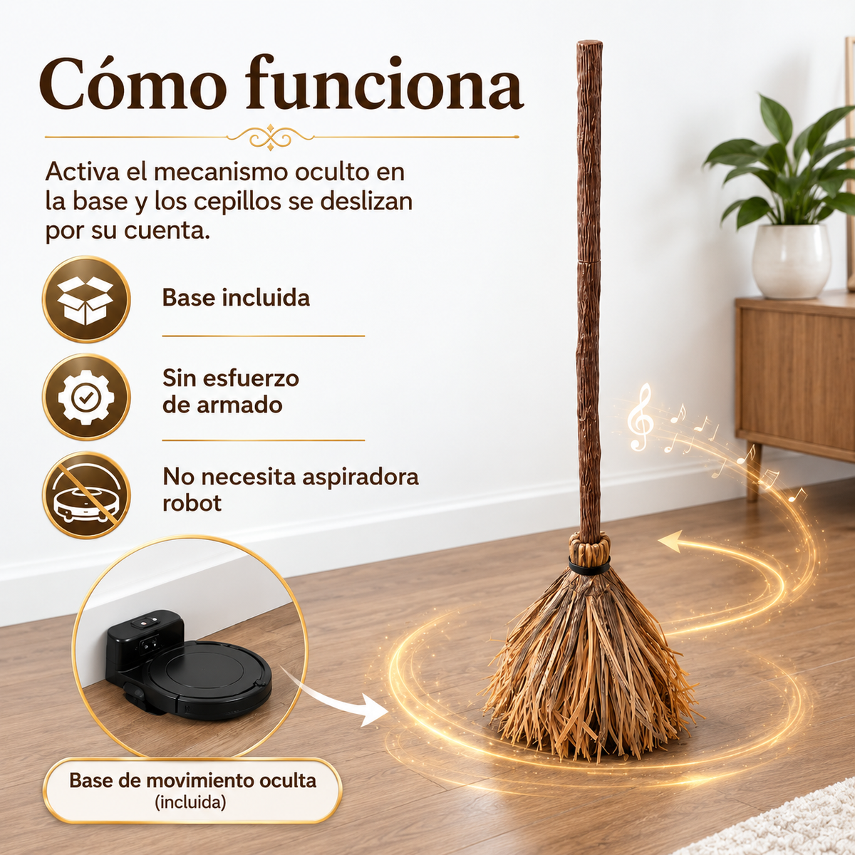 Escoba con Sensor de Movimiento y Sonidos